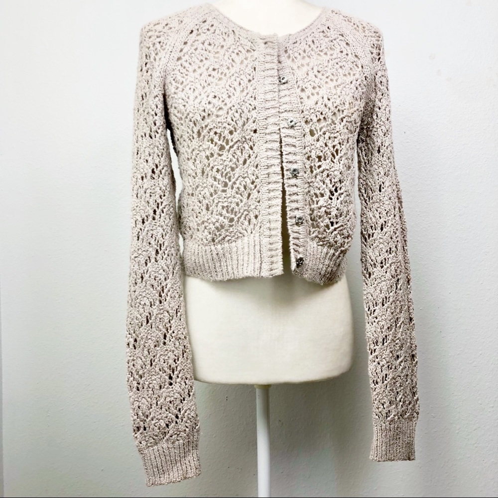 FREE PEOPLE Pastel Pink Knit Cardigan Sweater S